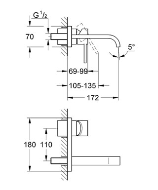Grohe Allure fali mosdócsaptelep 19309 000 (19309000)
