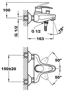 Teka MC-10 Plus 97.122.02 fali kádtöltő csaptelep