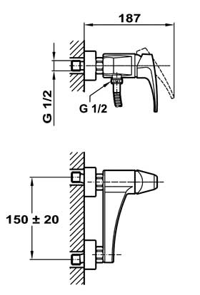 Strohm Teka MB2 40.232.02 Zuhany csaptelep zuhanyszettel