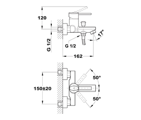 Teka Ares 23.122.02.00 fali kádtöltő csaptelep zuhanyszettel
