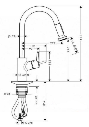 Hansgrohe Talis S Variarc 14877 000 kihúzható zuhanyfejes mosogató csaptelep (14877000)