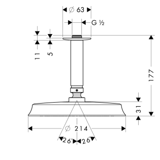 Hansgrohe Raindance Classic 180 AIR tányér fejzuhany DN15,100mm-es mennyezeti csatlakozóval 27400 000 (27400000)