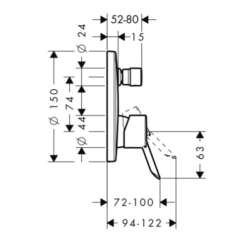 Hansgrohe Focus S Egykaros, falsík alatti kádcsaptelep színkészlet 31743 000 (31743000)