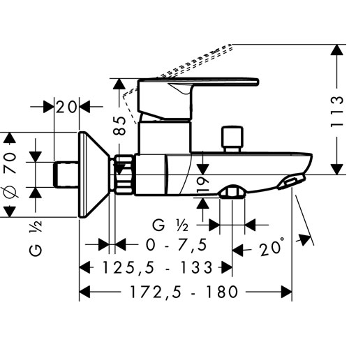 Hansgrohe Talis E2 31642 000 Egykaros fali kádcsaptelep (31642000)