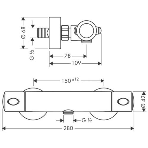 Hansgrohe Ecostat 1001 SL 13261 000 Termosztátos zuhanycsaptelep (13261000)