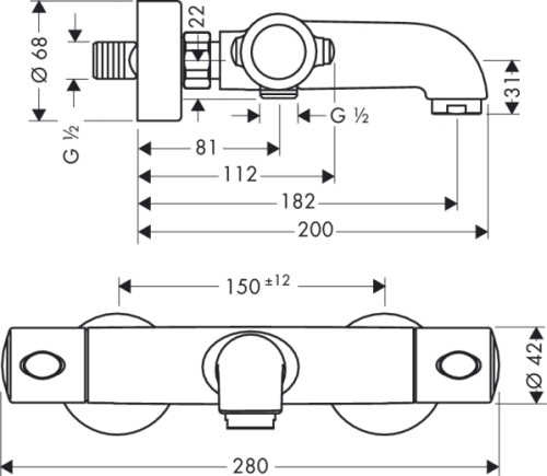 Hansgrohe Ecostat 1001 SL 13241 000 Kád termosztátos csaptelep (13241000)