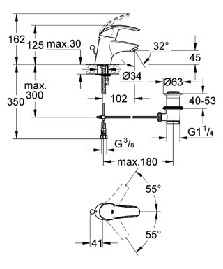 Grohe Eurosmart 32925 001 Egykaros mosdócsaptelep* (32925001)