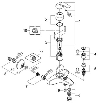 Grohe Eurosmart 33300 001 Egykaros fali kádcsaptelep* (33300001)