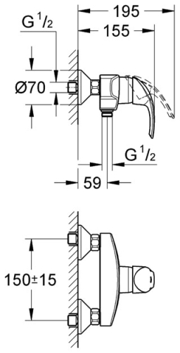 Grohe Eurosmart 33555 001 Egykaros fali zuhanycsaptelep* (33555001)