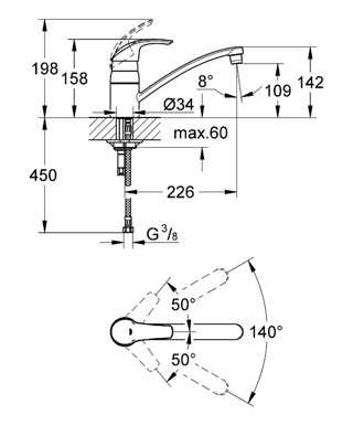 Grohe Eurosmart 33281 001 Egykaros mosogatócsaptelep (33281001)