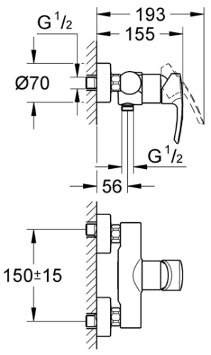 Grohe Eurostyle 33590 001 Egykaros fali zuhanycsaptelep (33590001) (K)