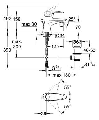 Grohe Eurodisc egykaros mosdó csaptelep 33183 001 (33183001)