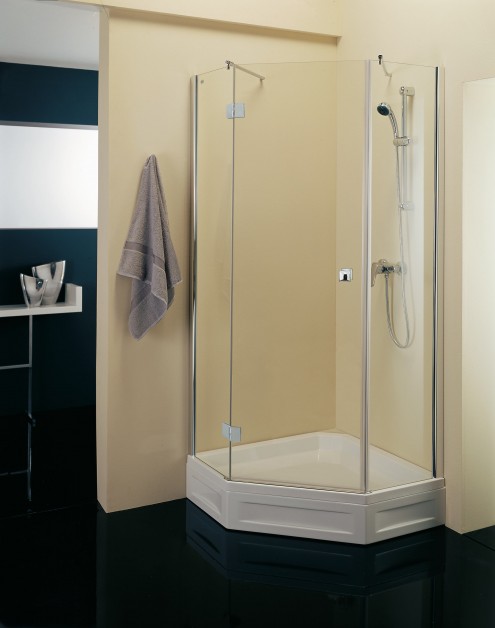 Kolpa-San Stella TKV 90/100 ötszögletes zuhanykabin (100 x 100 cm, Króm (jobbos), Edzett átlátszó üveg, 100x100x190 cm, #901460 R (jobbos) )