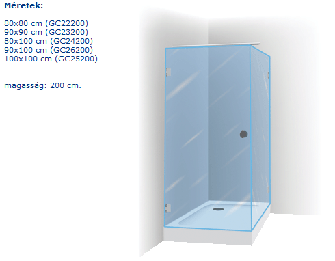 Riho Scandic S201 Zuhanykabin (króm, átlátszó, 96,8-97,2-96,8-97,2 cm, 100x100x200 cm, #GC 25200)