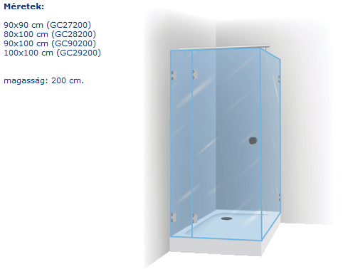 Riho Scandic S203 Zuhanykabin (króm, 96,8-97,2-76,8-77,2 cm, átlászó, 100x80x200 cm, #GC 28200)