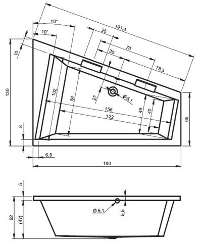 Riho Doppio Aszimmetrikus kád balos (BA91) B033001005