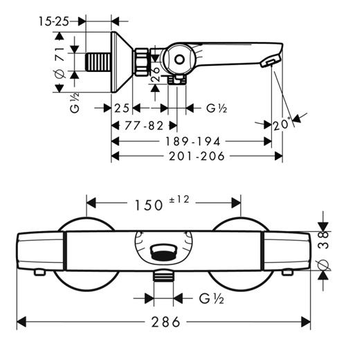 Hansgrohe Ecostat E 13145 000 termosztátos kádtöltő csaptelep (13145000)