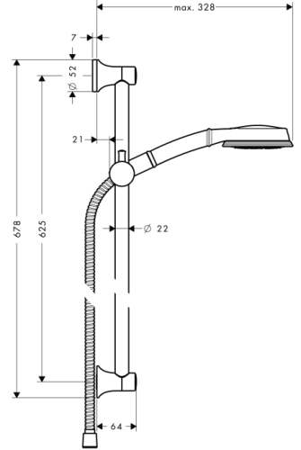Hansgrohe Croma 100 Classic Multi/UnicaClassic zuhanyszett, 65 cm-es zuhanyrúddal 27769000 (K)