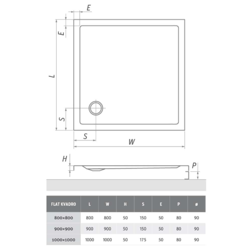 Roltechnik Flat Kvadro téglalap alakú zuhanytálca (beépíthető, 120x90 cm, #8000124)