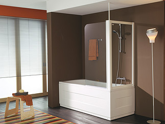 Kolpa-San Sole TP 75 + TS 70/75/80 kádparaván (TP 75 + TS 70, Fehér, Edzett üveg átlátszó, 75 x70 cm, 75X68 cm)