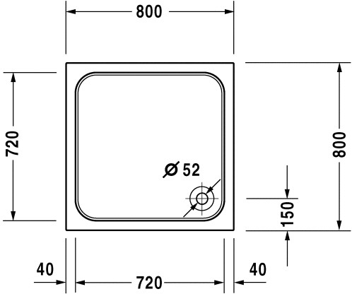Duravit D-Code 720062 szögletes zuhanytálca 80x80