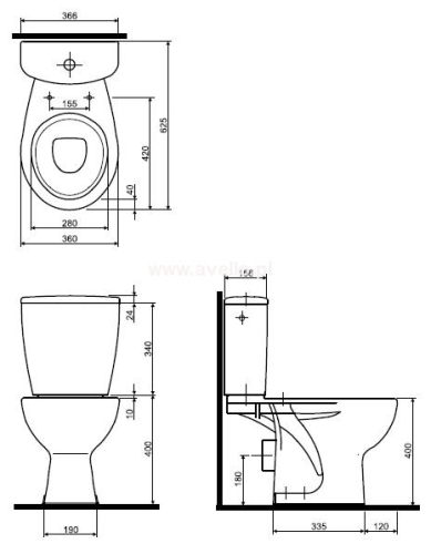 Kolo Rekord mélyöblítésű, hátsó kifolyású monoblokkos wc (K99004000)