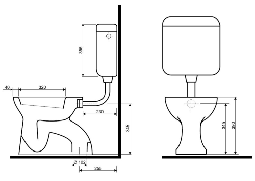 Kolo Nova laposöblítésű, alsó kifolyású wc (23011)