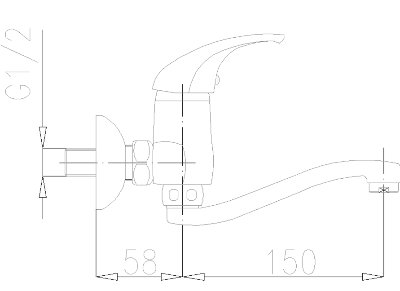 Armatura Baryt 550-810-00 fali mosogató csaptelep 150 mm hosszú kifolyócsővel