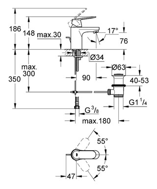 Grohe Eurosmart Cosmopolitan 32825 000 egykaros mosdó csaptelep (32825000)*