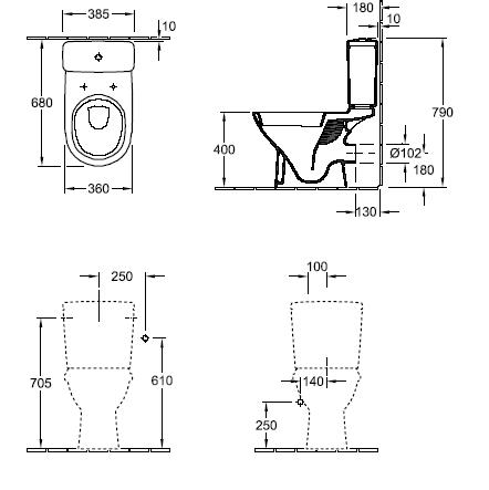 Villeroy & Boch O.novo 56611001 komplett monoblokk WC ülőkével, mélyöblítésű, hátsó kifolyású