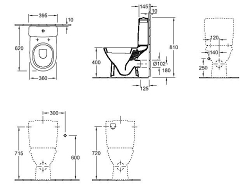 Villeroy & Boch O.novo 56891001 komplett monoblokk WC, mélyöblítésű, hátsó kifolyású