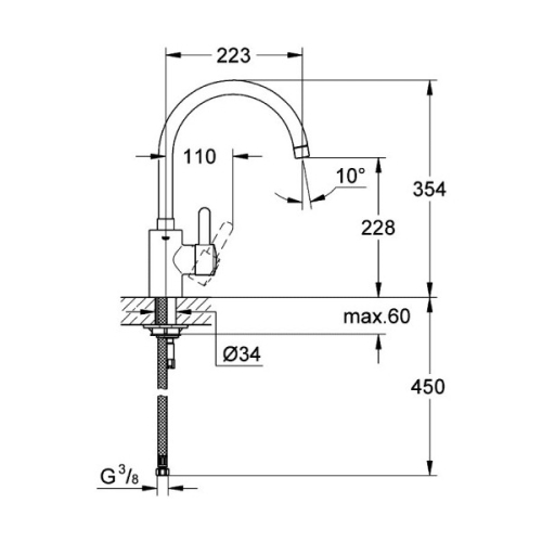 Grohe Eurosmart Cosmopolitan mosogató csaptelep 32843 000 (32843000)