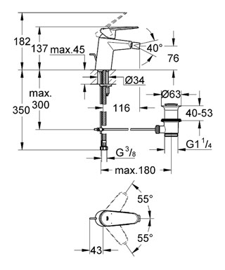 Grohe Eurodisc Cosmopolitan bidé csaptelep 32244 002 (32244002)