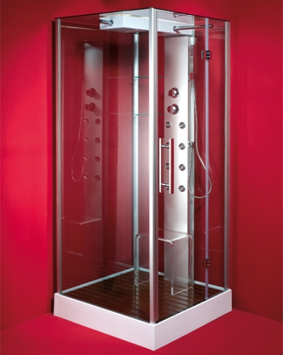 Hopa Zafra 90/100 négyzet alapú zuhanykabin (100 x 100 x 220 cm, Króm (jobbos), Sima)
