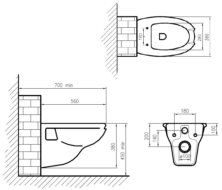MOKO Wabi 700 elöl nyitott mozgáskorlátozott fali WC MOKO-511200