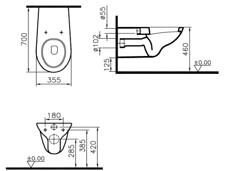 MOKO Wabi 710 elöl zárt mozgáskorlátozott fali WC MOKO-511300