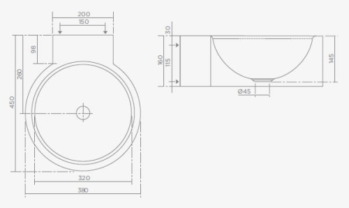 Teka-Portinox HW207/HW222 rozsdamentes fali kézmosó (380 x 450 x 160 mm, Csiszolt felületű, HW222)