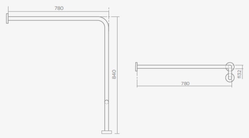 Teka-Portinox GB503/GB504 rozsdamentes zuhany kapaszkodó rúd (780 x 153 x 840 mm, Rozsdamentes acél, Balos)