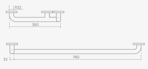 Teka-Portinox GB507/GB508 rozsdamentes zuhany kapaszkodó rúd (Balos, Rozsdamentes acél, 780 x 380 mm)