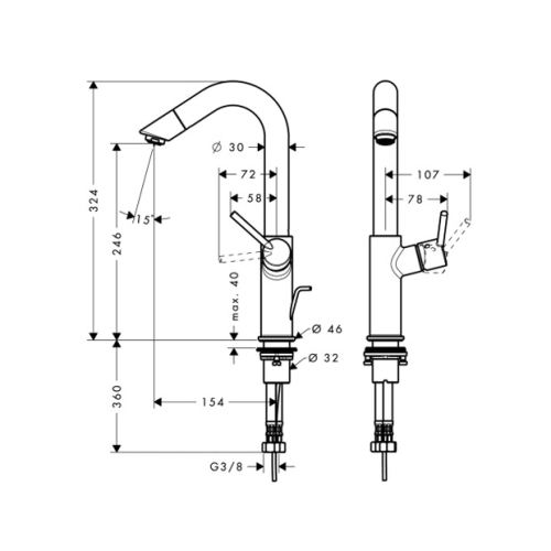 Hansgrohe Talis  Comfortzone magasított mosdócsaptelep 32055000