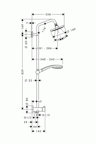 Hansgrohe 27139 000 Croma 100 Reno Showerpipe zuhanyrendszer (27139000)