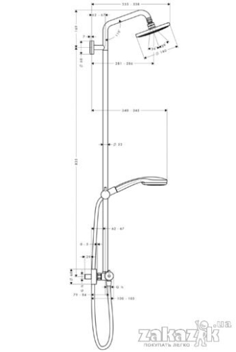 Hansgrohe 27169 000 Croma 100 Showerpipe zuhanyrendszer termosztátos csapteleppel (27169000)
