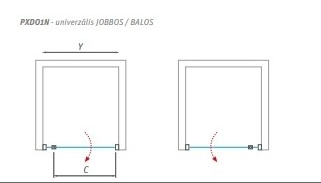 Roltechnik Proxima Line PXDO1N 110 cm-es zuhanyajtó (brillant, satinato, 1072-1122 mm, 525-1100000-00-15)
