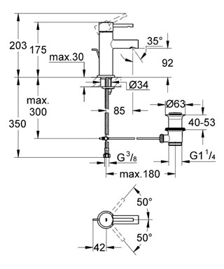 Grohe Essence mosdócsaptelep 28mm-es, automata leeresztővel 32898 000 (32898000)