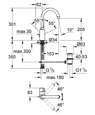Grohe Eurosmart 32830 000 Cosmopolitan magasított mosdócsaptelep (32830000)