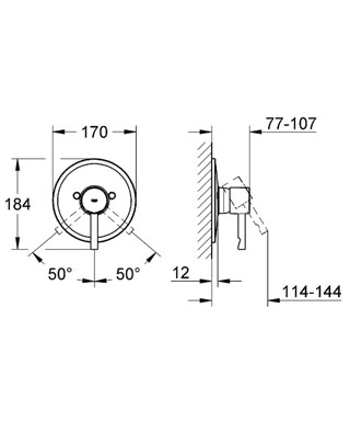 Grohe Essence 19286 000  falsík alatti  zuhanycsaptelep külső rész (19286000)