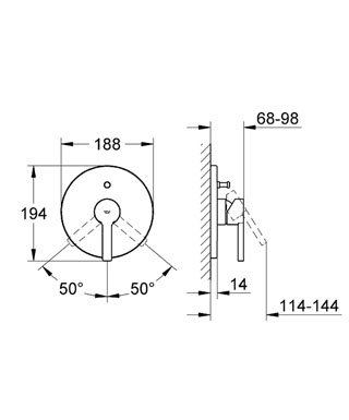 Grohe Lineare 19297 000  falsík alatti  kádcsaptelep külső rész (19297000)