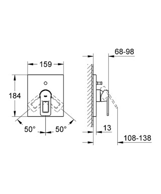 Grohe Quadra 19456 000  falsík alatti  kádcsaptelep külső rész (19456000)