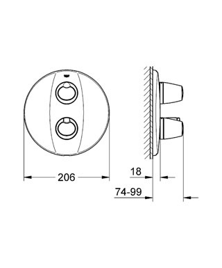 Grohe 19358 000 Grotherm 3000 falsík alatti  kádcsaptelep külső rész (19358000)
