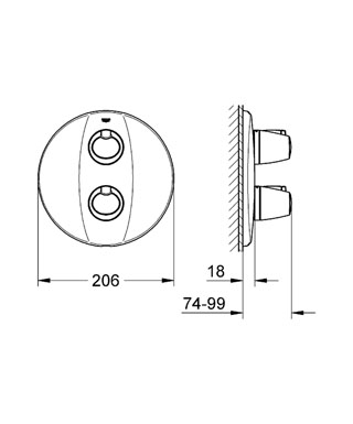 Grohe 19359 000 Grotherm 3000 falsík alatti  zuhanycsaptelep külső rész (19359000)